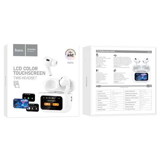 Hoco EW72 Soar true wireless ANC Noise Reduction touch screen BT headset white