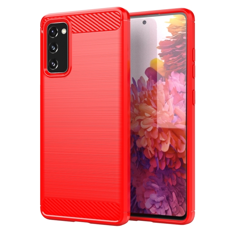 Husa p/u Samsung S20 FE Brushed Texture Carbon Fiber TPU Case ( Red)