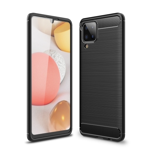 Husa Extra Samsung A12 Brushed Texture Carbon Fiber TPU (Black)