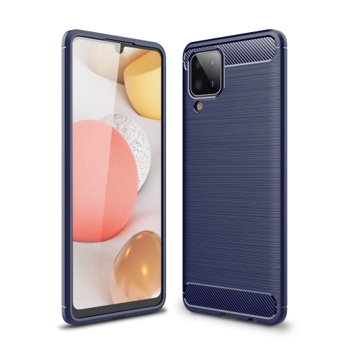 Husa Extra Samsung A12 Brushed Texture Carbon Fiber TPU (Navy Blue)