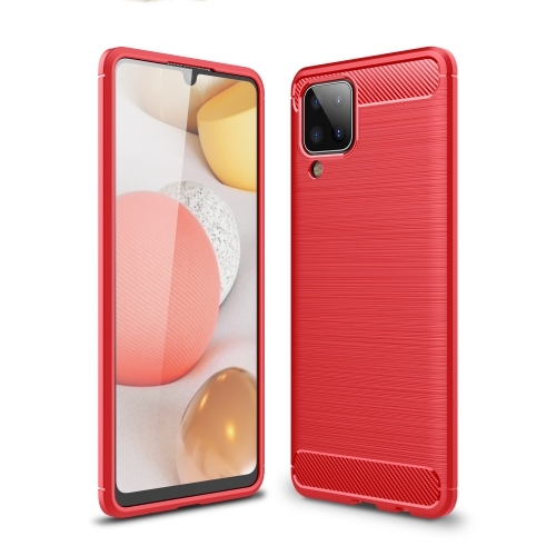 Husa Extra Samsung A12 Brushed Texture Carbon Fiber TPU (Red)