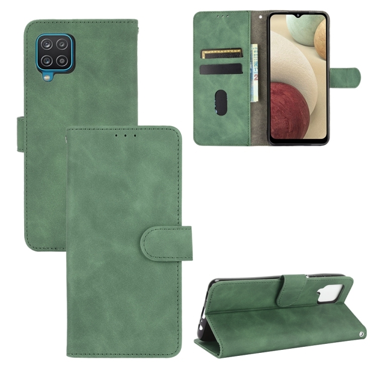 Samsung Galaxy A12 / M12 / F12 Solid Color Skin Feel Magnetic Piele Husa (Green)