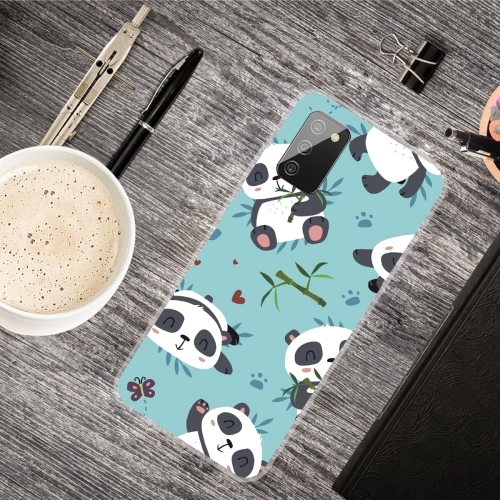 Husa Extra Samsung A02s Shockproof Painted Transparent Protective (Smiling Panda)