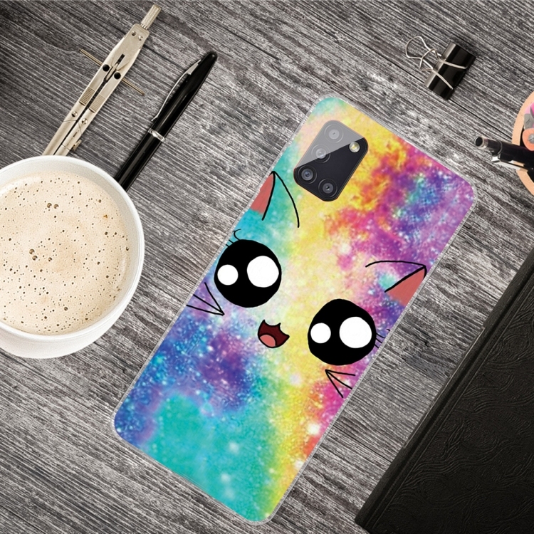 Husa p/u Samsung A51 Shockproof Painted Transparent Protective (Starry Cute Cat)