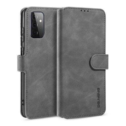Husa Extra Samsung A72 5G DG.MING Retro Oil Side Horizontal Carte Piele (Grey)
