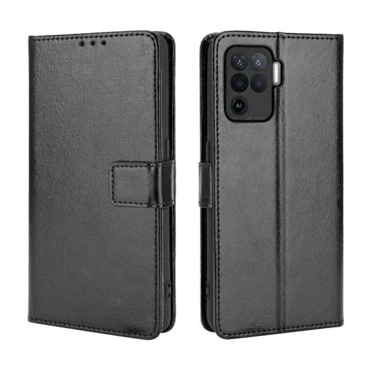 OPPO A94 4G / F19 Pro / Reno5 F Retro Crazy Horse Texture Carte Leather Case with Holder(Black)