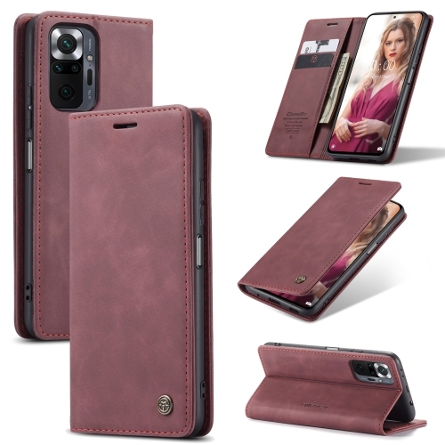 Xiaomi Redmi Note 10 Pro / Note 10 Pro Max Me 013 Multifunctional Horizontal Carte Piele (Wine Red)