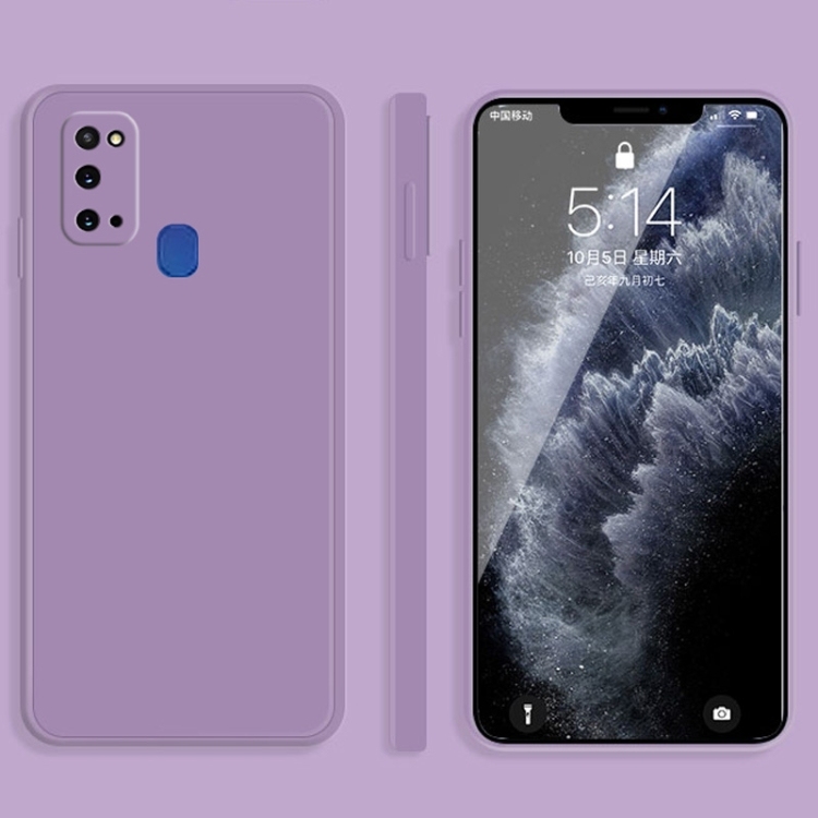 Samsung Galaxy A21s Solid Color Imitation Liquid Silicone Straight Edge Husa (Purple)