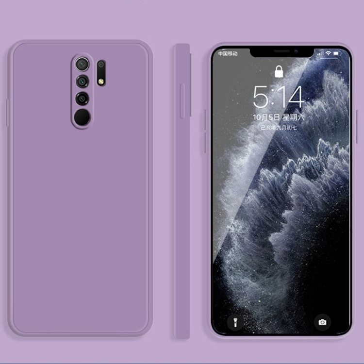 Husa p/u Xiaomi Redmi 9 Solid Color Imitation Liquid Silicone Straight Edge (Purple)