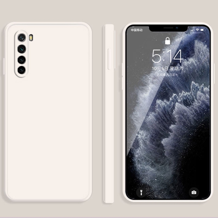 Husa p/u Xiaomi Redmi Note 8 Solid Color Imitation Liquid Silicone (White)