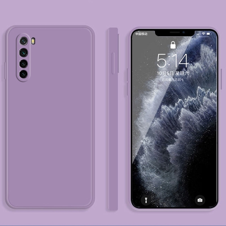 Husa p/u Xiaomi Redmi Note 8 Solid Color Imitation Liquid Silicone Straight Edge (Purple)