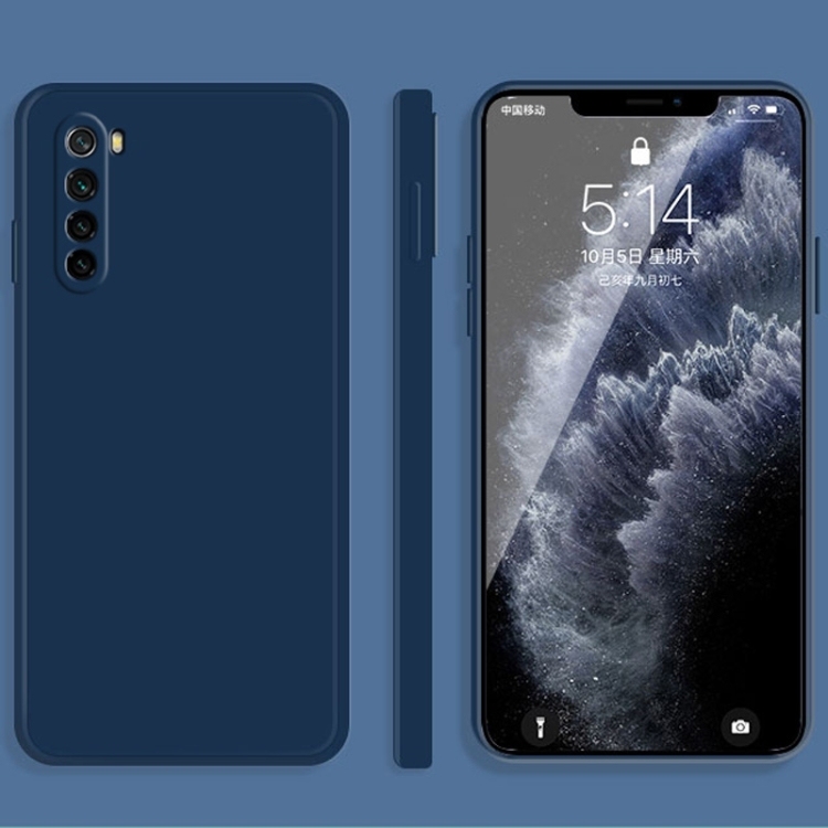 Husa p/u Xiaomi Redmi Note 8 Solid Color Imitation Liquid Silicone Straight Edge (Blue)