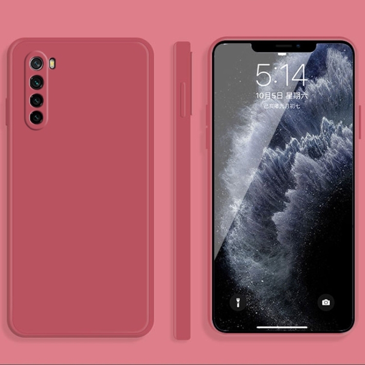Husa p/u Xiaomi Redmi Note 8 Solid Color Imitation Liquid Silicone Straight Edge (Red)