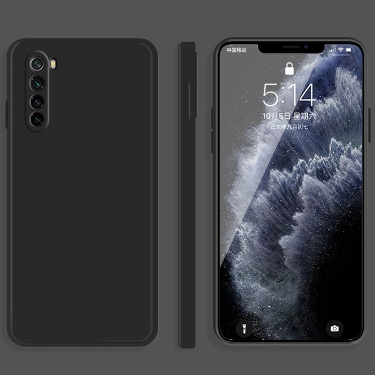 Husa p/u Xiaomi Redmi Note 8 Solid Color Imitation Liquid Silicone Straight Edge (Black)