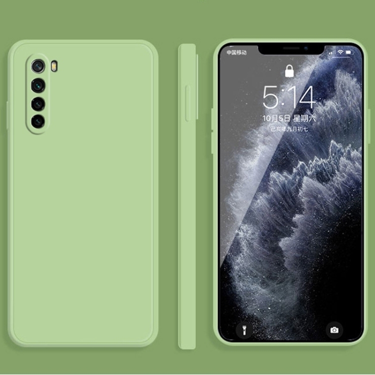 Husa p/u Xiaomi Redmi Note 8 Solid Color Imitation Liquid Silicone Straight Edge (Matcha Green)