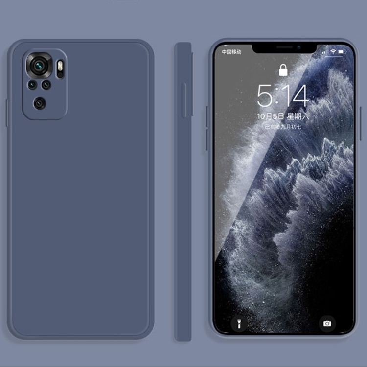 Husa p/u Xiaomi Redmi Note 10 Solid Color Imitation Liquid Silicone Straight Edge  (Grey)