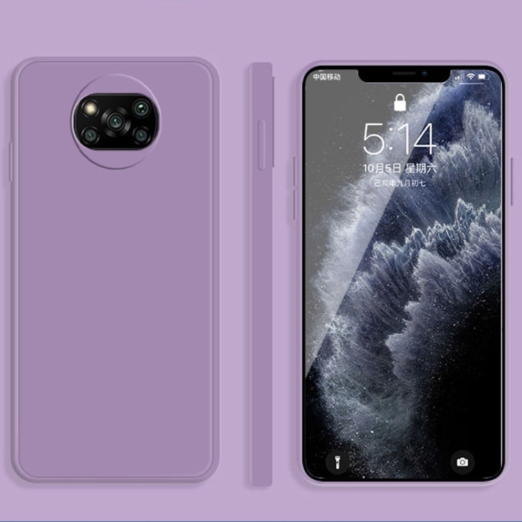 Husa p/u Xiaomi Poco X3 NFC / Poco X3 Pro Solid Color Imitation Liquid Silicone Straight Edge (Purpl