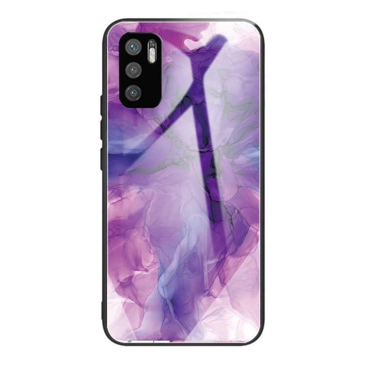 Husa p/u Xiaomi Redmi Note 10 5G Abstract Marble Pattern Glass Protective (Abstract Purple)