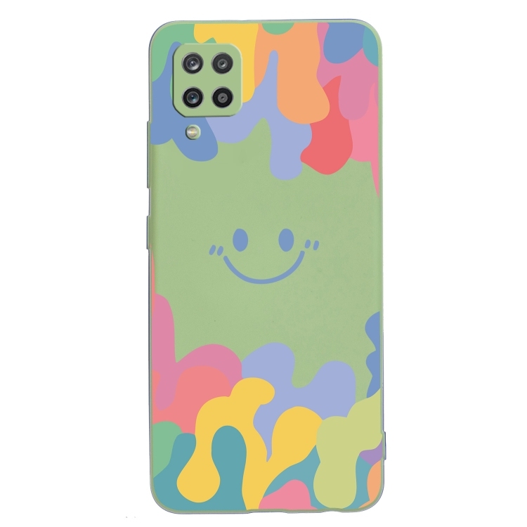 Husa p/u Samsung Galaxy A12 5G Painted Smiley Face Pattern Liquid Silicone Shockproof (Green)