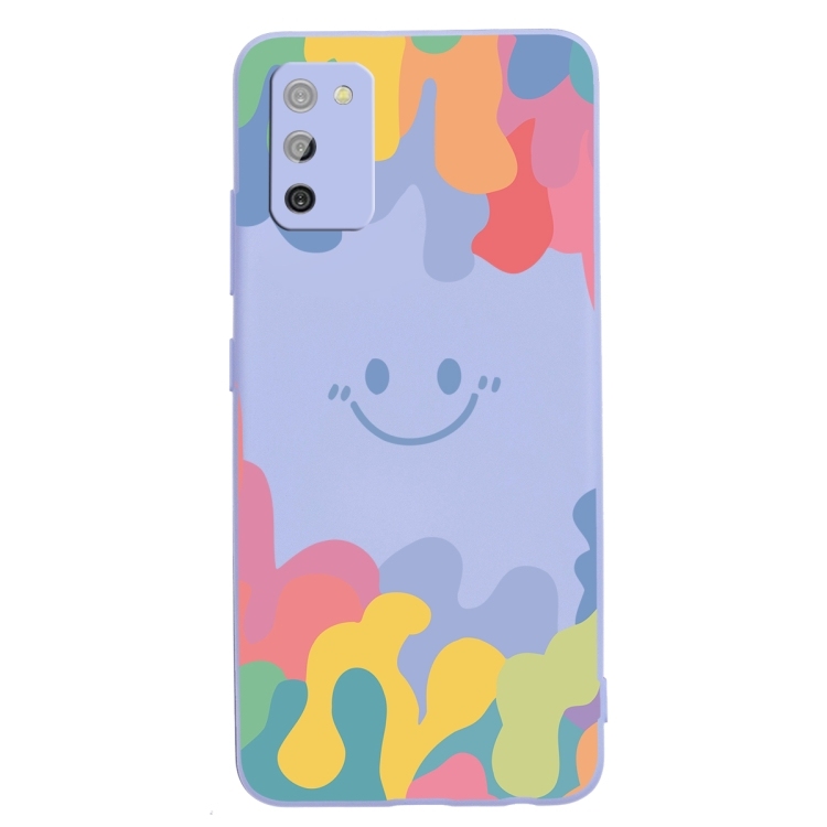 Husa p/u Samsung A02s EU Version Painted Smiley Face Pattern Liquid Silicone Shockproof (Purple)