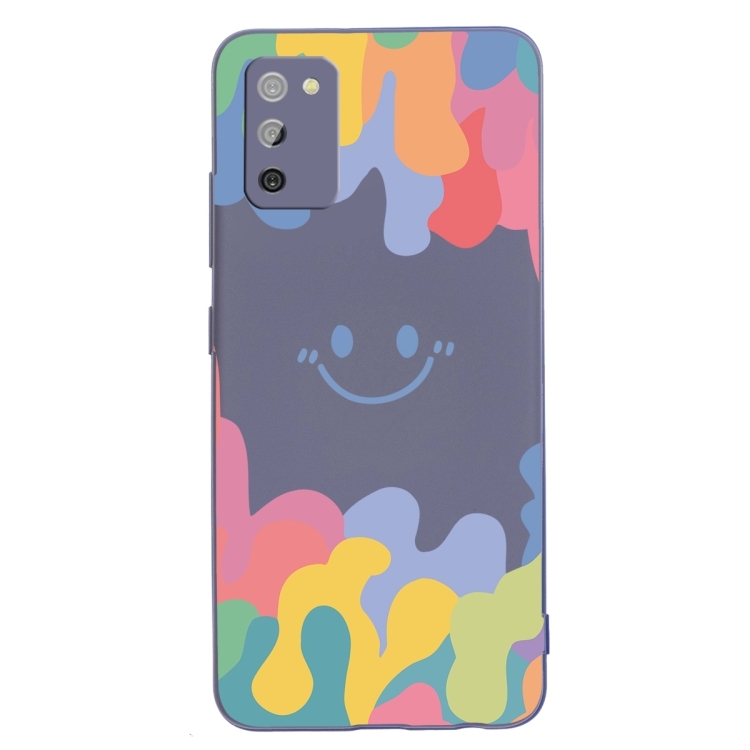 Husa p/u Samsung A02s EU Version Painted Smiley Face Pattern Liquid Silicone Shockproof (Dark Grey)