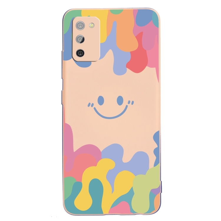 Husa p/u Samsung A02s EU Version Painted Smiley Face Pattern Liquid Silicone Shockproof (Pink)