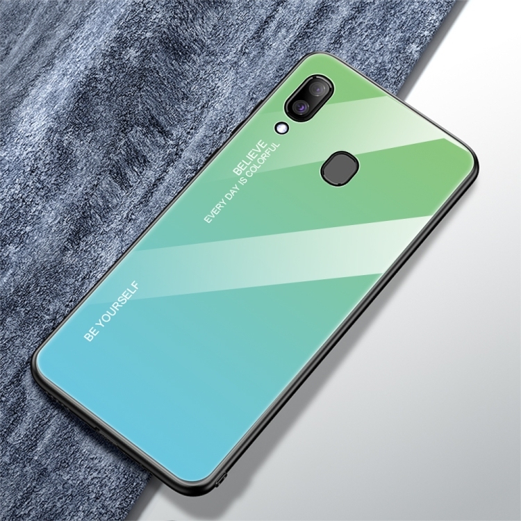 Husa p/u Samsung A30 Gradient Color Glass Case ( Sky Blue)