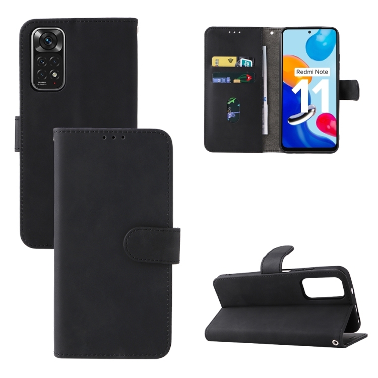 Xiaomi Redmi Note 11 / Note 11S Global Skin Feel Magnetic Buckle Piele Phone Husa (Black)