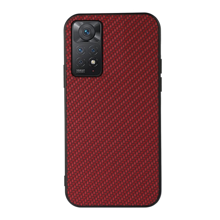 Husa p/u Xiaomi Redmi Note 11 Pro/Note 12 Pro Accurate Hole Carbon Fiber Texture Shockproof (Red)