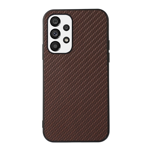 Husa Extra Samsung A73 5G Accurate Hole Carbon Fiber Texture PU Phone (Brown)
