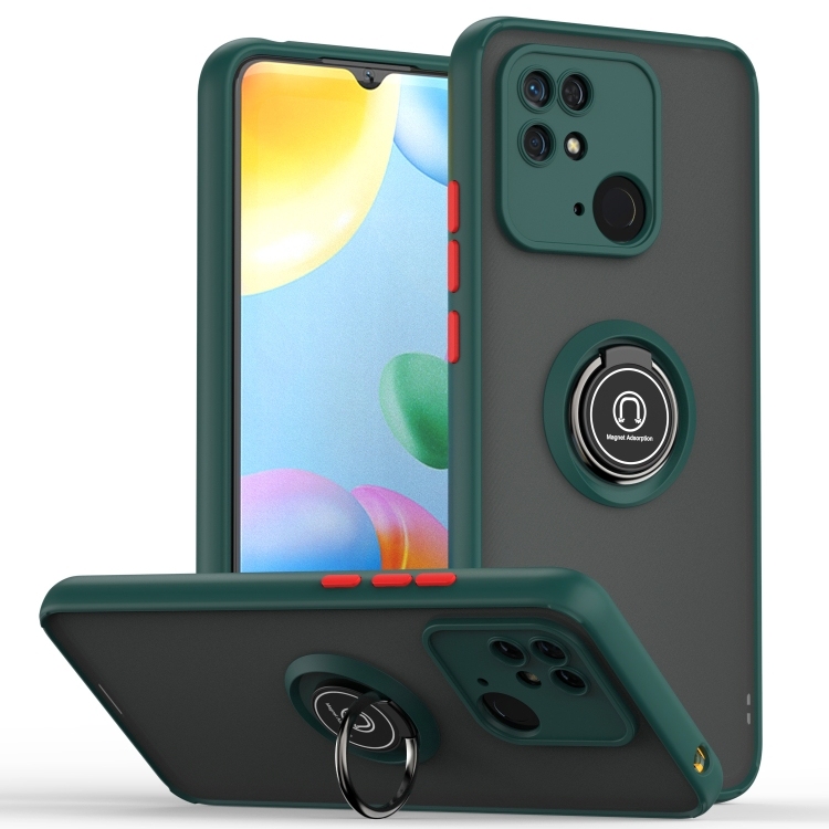 Husa p/u Xiaomi Redmi 10C Q Shadow 1 Series + PC Ring Holder Phone (Dark Green)