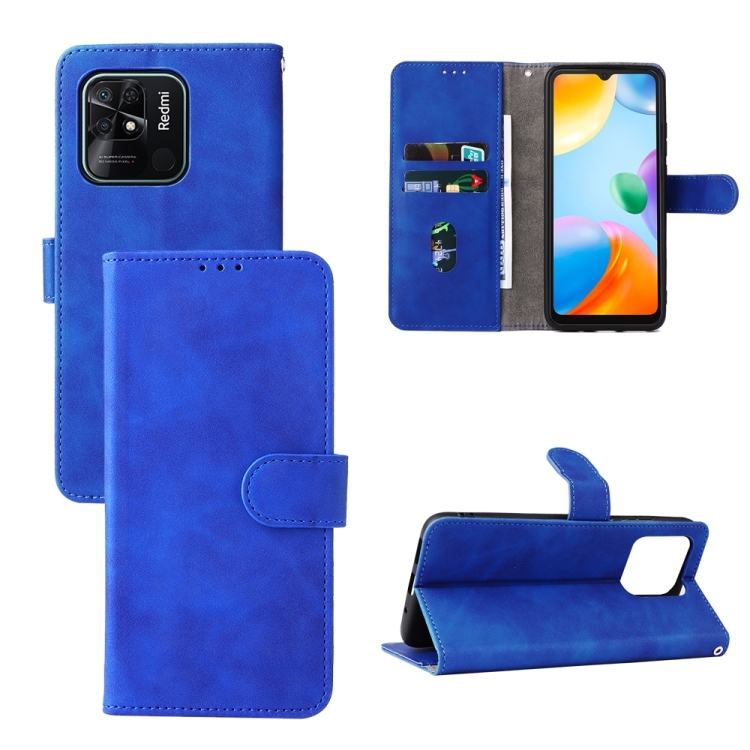 Husa p/u Xiaomi Redmi 10C Skin Feel Magnetic Carte Piele (Blue)