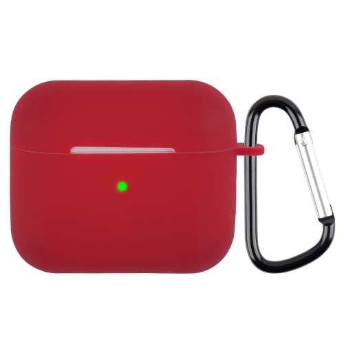 Wireless Earphone Silicone Protective Husa with Carabiner AirPods 3 (Wine Red)
