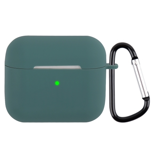 Wireless Earphone Silicone Protective Husa with Carabiner AirPods 3 (Dark Green)