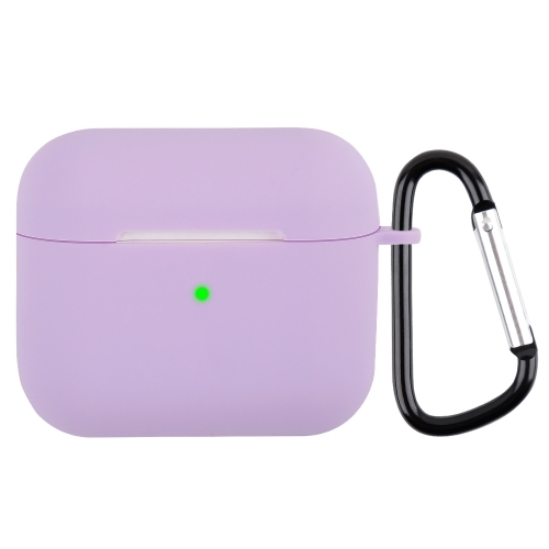 Wireless Earphone Silicone Protective Husa with Carabiner AirPods 3 (Light Purple)