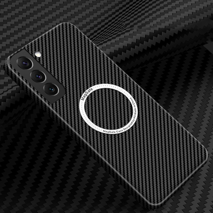Samsung S21 5G Carbon Fiber Texture MagSafe Magnetic Phone Husa (Black)