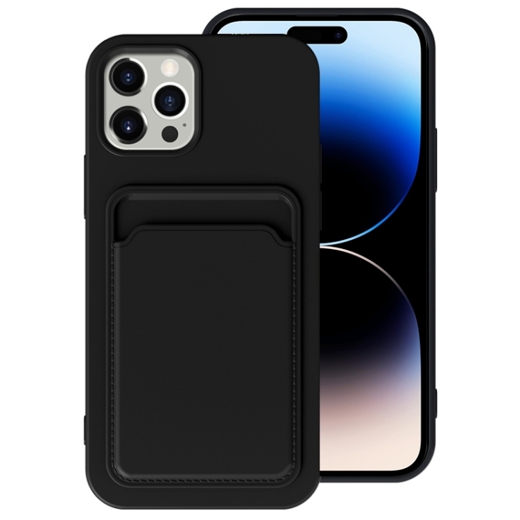 iPhone 14 Pro TPU + Flannel Lining Card Slots Husa (Black)