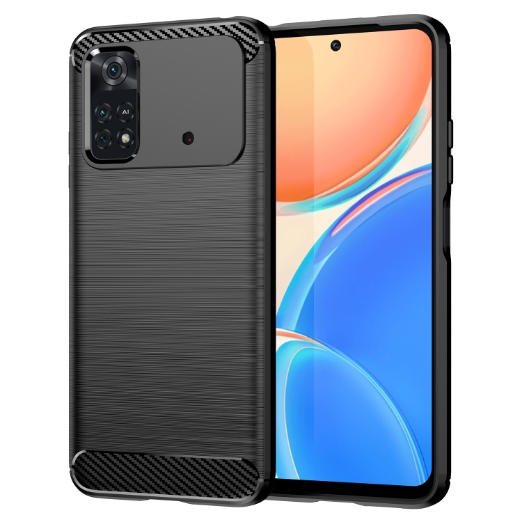 Xiaomi Poco M4 Pro Brushed Texture Carbon Fiber TPU Phone Husa(Black)