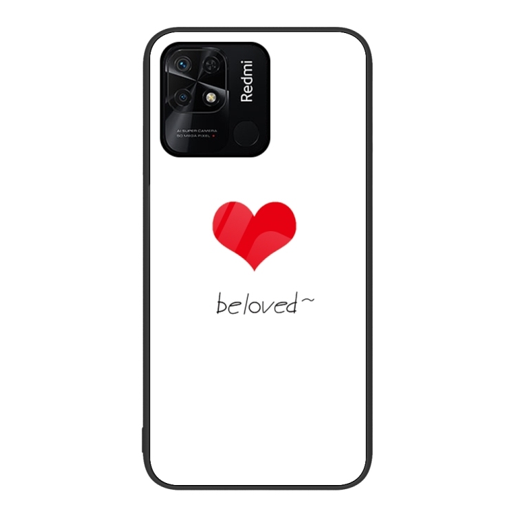 Husa p/u Xiaomi Redmi 10C Colorful Painted Glass Phone (Red Heart)