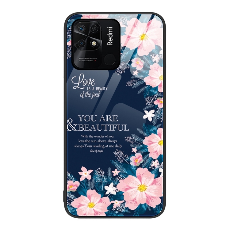 Husa p/u Xiaomi Redmi 10C Colorful Painted Glass Phone (Flower)
