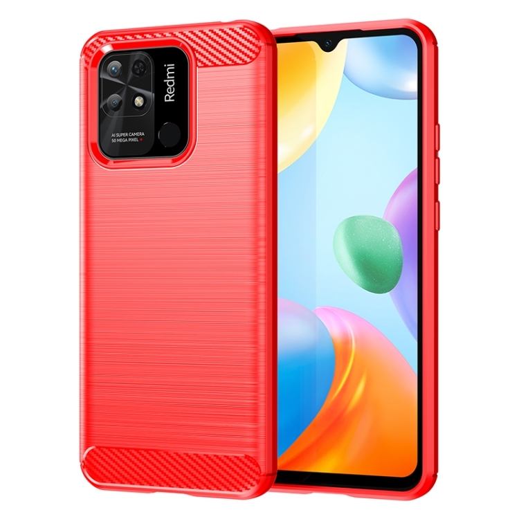 Husa p/u Xiaomi Redmi 10C Brushed Texture Carbon Fiber  (Red)