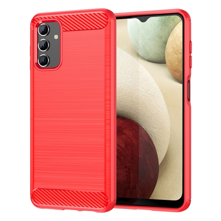 Husa p/u Samsung Galaxy A13 4G Brushed Texture Carbon Fiber TPU Phone Case (Red)