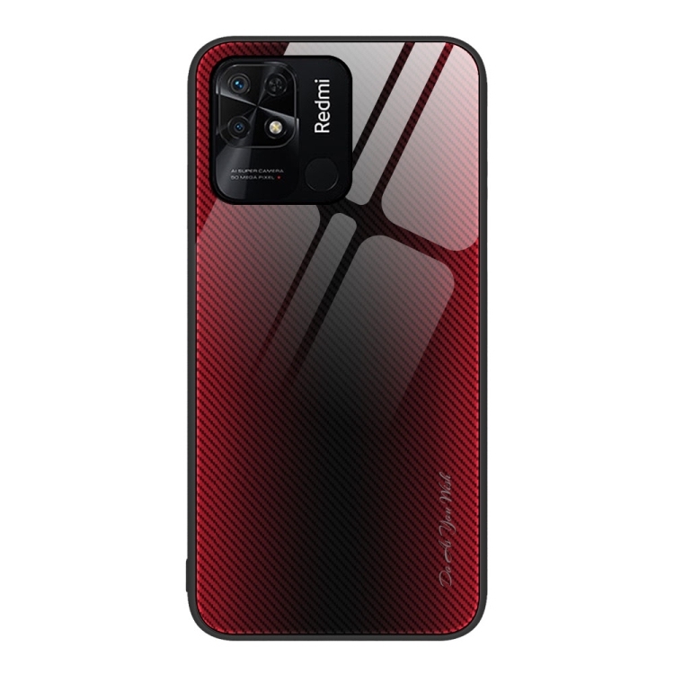 Husa p/u Xiaomi Redmi 10C Texture Gradient Glass TPU (Red)
