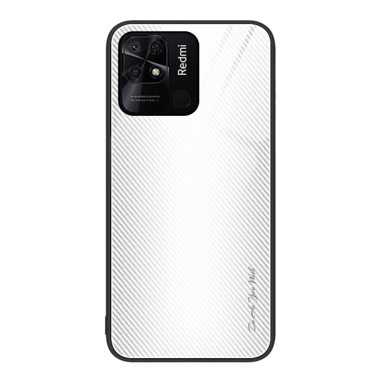 Husa p/u Xiaomi Redmi 10C Texture Gradient Glass TPU (White)