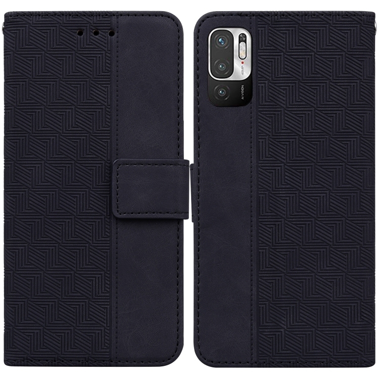 Husa p/u Xiaomi Redmi Note 11T Pro / 11T Pro+ 5G Geometric Embossed Carte Piele Phone (Black)
