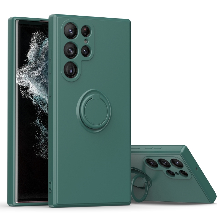 Samsung S23 ultra 5G Ring Kickstand TPU Silicone Husa (Army Green)