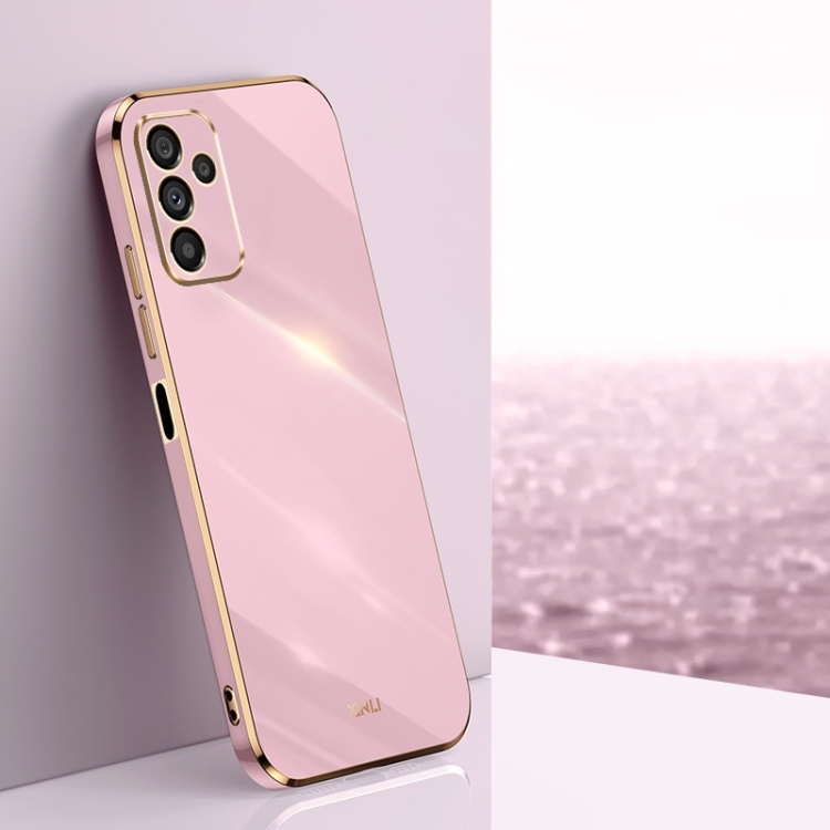 Husa p/u Samsung A14 5G XINLI Straight Edge 6D Electroplate TPU Phone Case ( Cherry Purple)