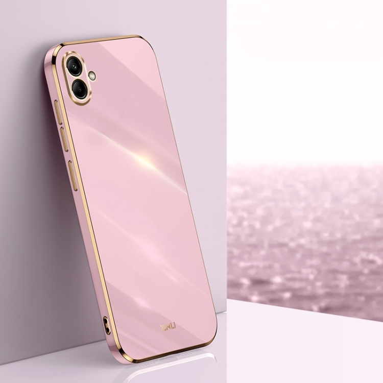 Husa p/u Samsung Galaxy A04 4G XINLI Straight Edge 6D Electroplate TPU Phone Case (Cherry Purple)