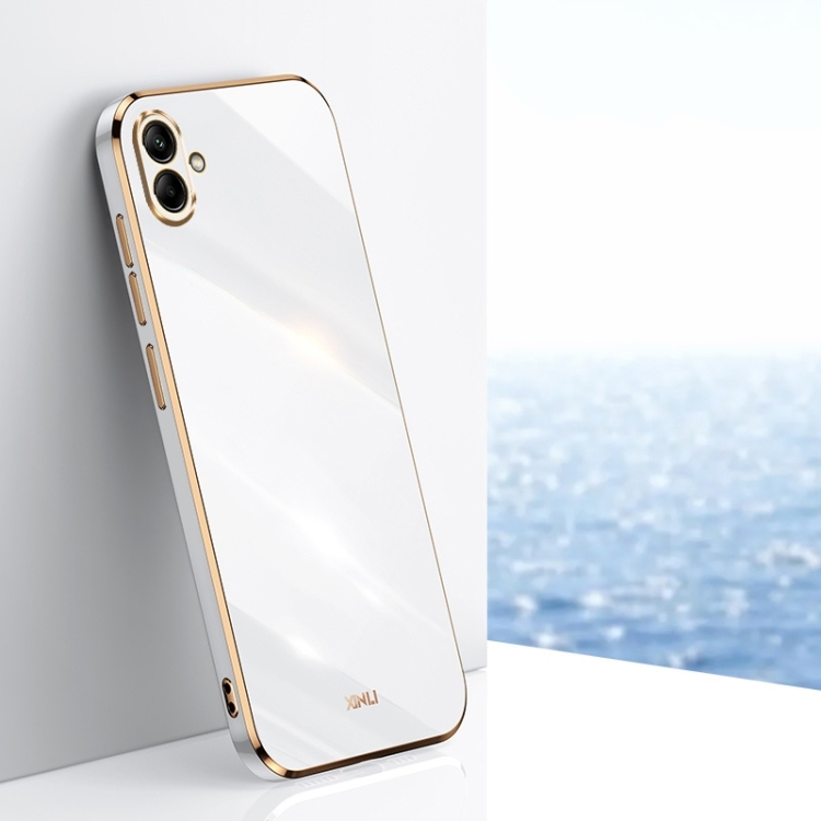 Samsung A04 4G XINLI Straight Edge 6D Electroplate TPU Husa (White)