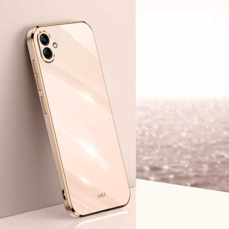 Samsung A04 4G XINLI Straight Edge 6D Electroplate TPU Husa (Pink)